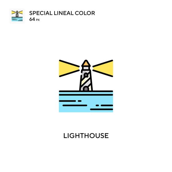 灯塔独特的线条色彩图标 灯塔图标为您的商业项目 — 图库矢量图片