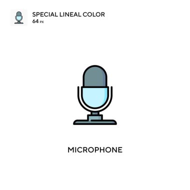 İş projeniz için mikrofon özel doğrusal renk simgesi. Mikrofon simgeleri