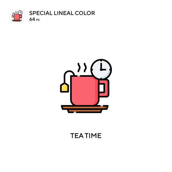 Tea Time Spezielle Lineare Farb Symbol Tea Time Symbole Für — Stockvektor