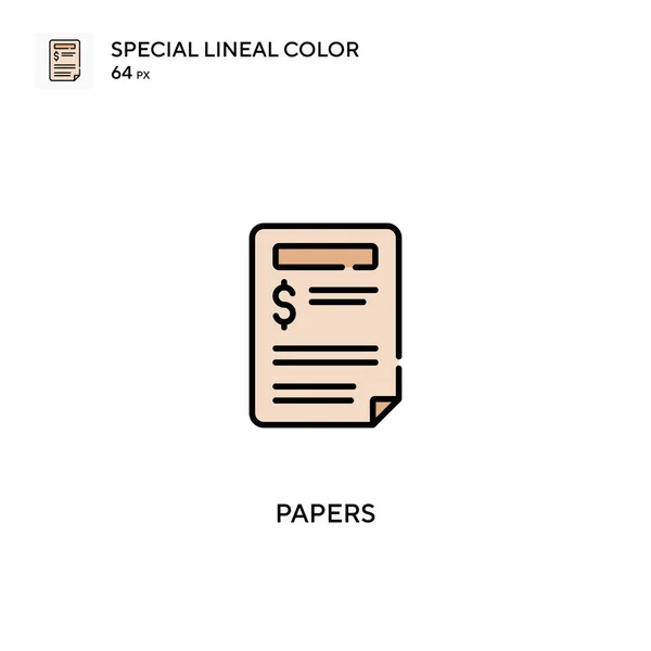 Papers Special Lineal Color Icon Papers Εικονίδια Για Την Επιχείρησή — Διανυσματικό Αρχείο