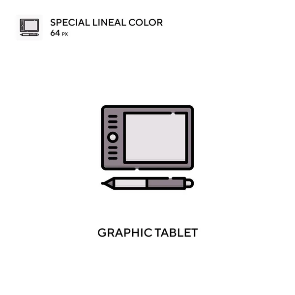 Grafische Tablet Speciale Lineal Color Icon Graphic Tablet Pictogrammen Voor — Stockvector