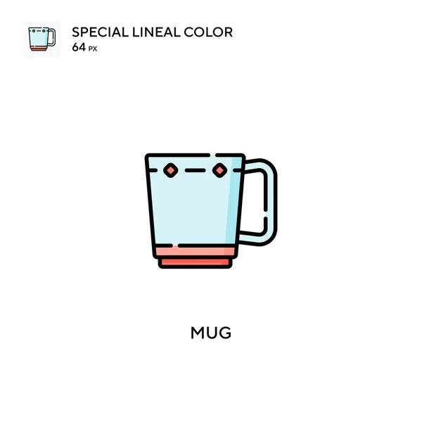 Mug Specialの線色アイコンビジネスプロジェクトのMugアイコン — ストックベクタ
