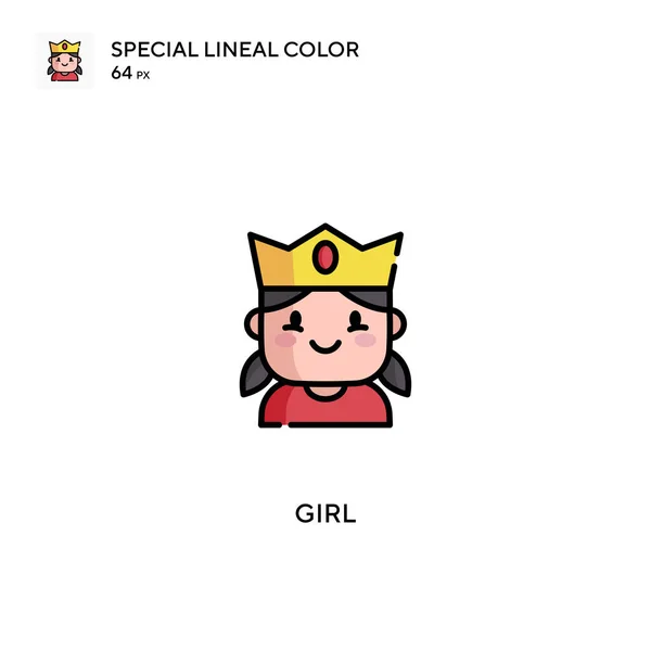 프로젝트를 Girl Special Lineal Color Icon Girl 아이콘 — 스톡 벡터