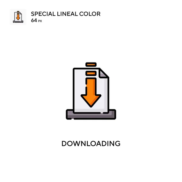 Baixando Ícones Cores Lineares Especiais Icon Downloading Para Seu Projeto — Vetor de Stock