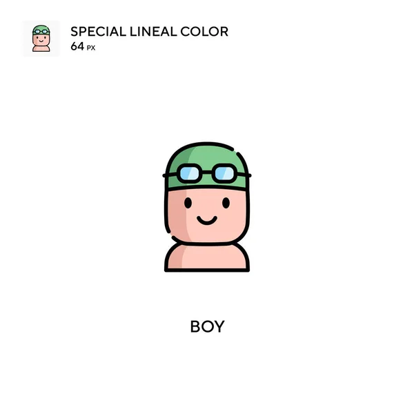 Boy Special Lineáris Szín Ikon Boy Ikonok Üzleti Projekt — Stock Vector