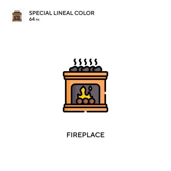 Lareira Ícones Lineares Especiais Lareira Icon Fireplace Para Seu Projeto — Vetor de Stock