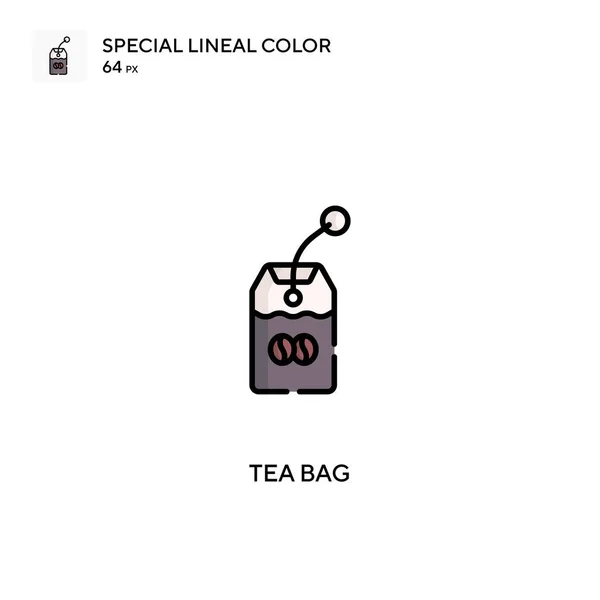 Saco Chá Ícones Saco Cor Linear Especial Icon Tea Para —  Vetores de Stock