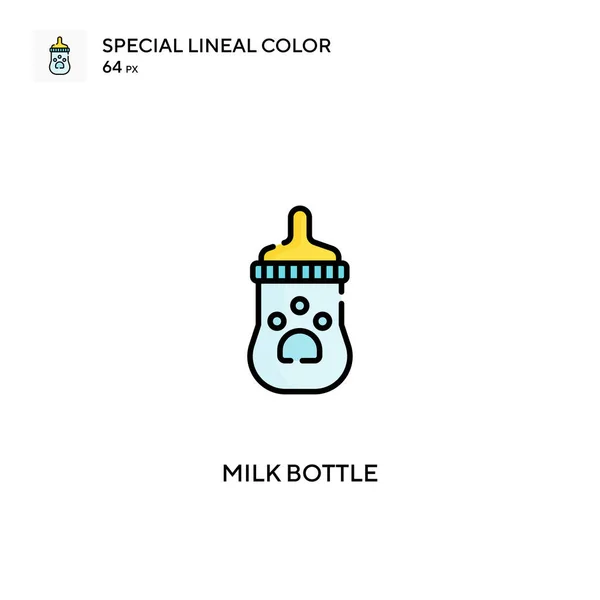 Butelka Mleka Specjalna Ikona Koloru Linii Ikony Butelki Mleka Dla — Wektor stockowy