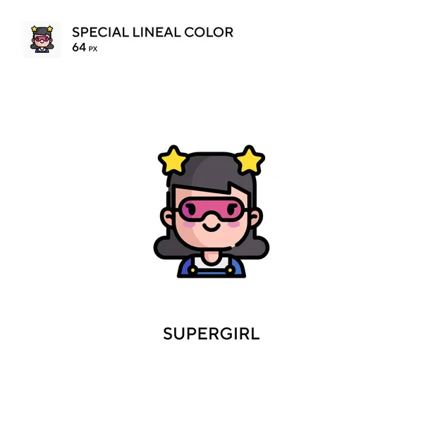 Supergirl Különleges Lineáris Szín Ikon Supergirl Ikonok Üzleti Projekt — Stock Vector