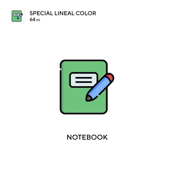 Notebook Speciale Lineal Color Icon Notebook Pictogrammen Voor Business Project — Stockvector