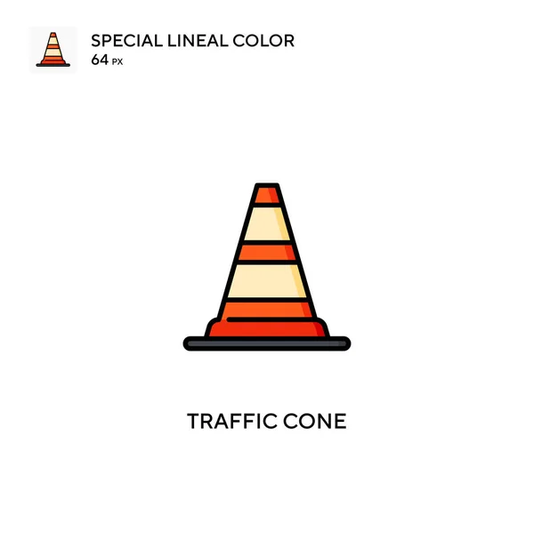 Cone Tráfego Ícones Cone Tráfego Cor Linear Especial Icon Traffic —  Vetores de Stock