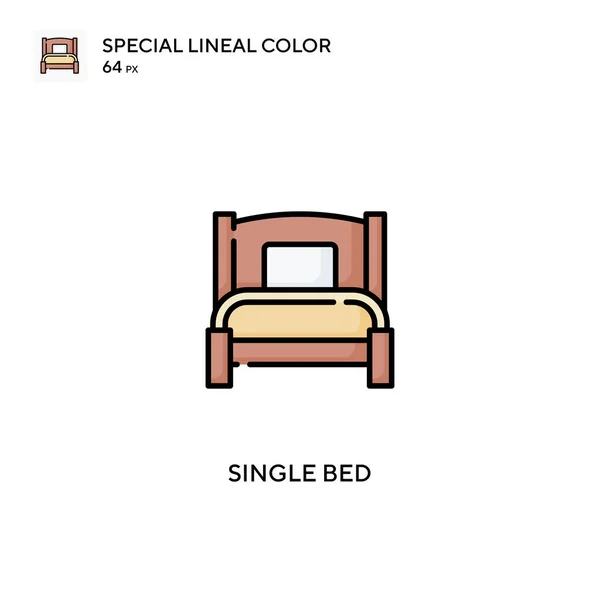 Односпальная Кровать Специальный Цвет Icon Single Иконки Кровати Вашего Бизнес — стоковый вектор