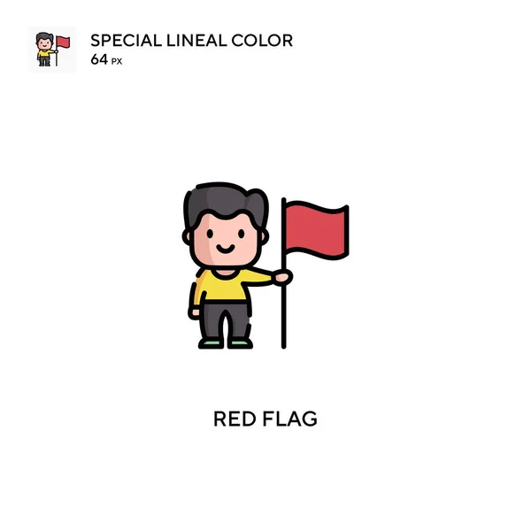 Bandera Roja Iconos Especiales Color Lineal Bandera Roja Para Proyecto — Vector de stock