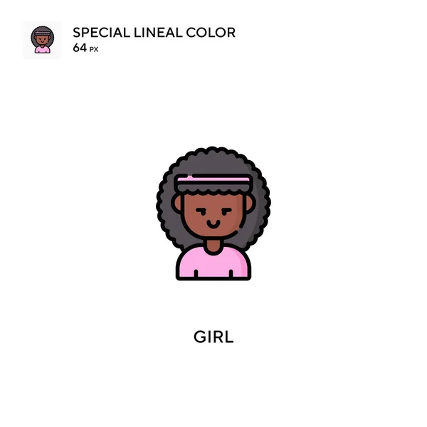 Girl Special Lineal Color Icon Дівчина Іконки Вашого Бізнес Проекту — стоковий вектор