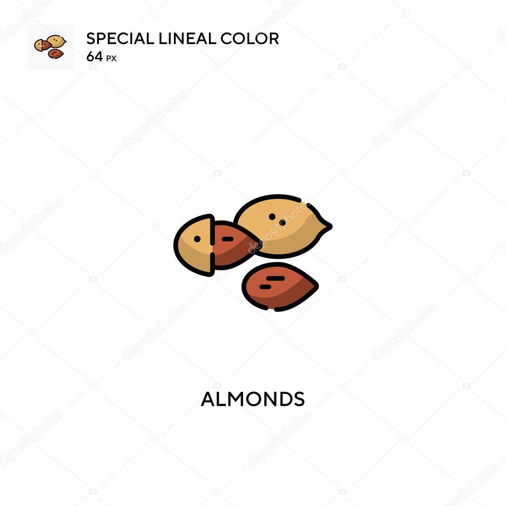 Almonds Special lineal color icon.Almonds icons for your business project