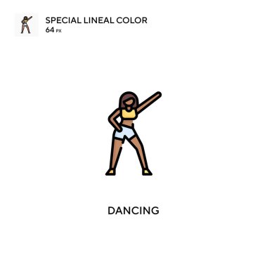 Dans eden özel çizgi renk simgesi. İş projeniz için dans simgeleri.