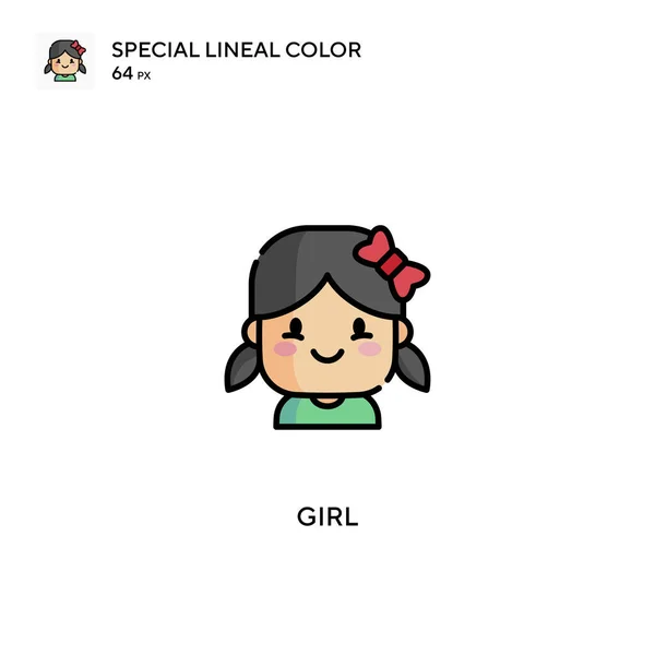 Girl Special Lineal Color Icon Girl Ikon Untuk Proyek Bisnis - Stok Vektor