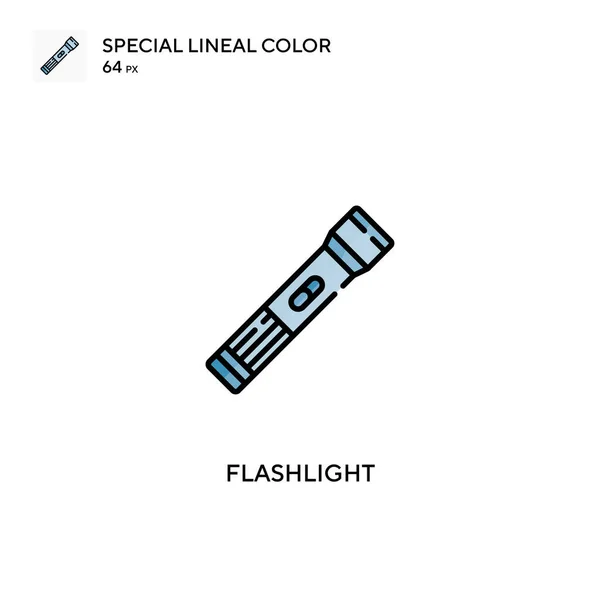 Zaklamp Speciale Lineal Kleur Icon Flashlight Pictogrammen Voor Business Project — Stockvector