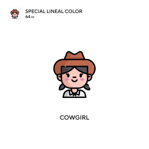 Cowgirl Ikon Warna Lineal Spesial Cowgirl Untuk Proyek Bisnis Anda - Stok Vektor