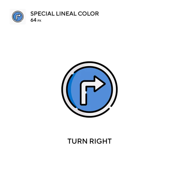 Sla Rechtsaf Speciale Lijnkleur Icon Turn Rechts Pictogrammen Voor Business — Stockvector