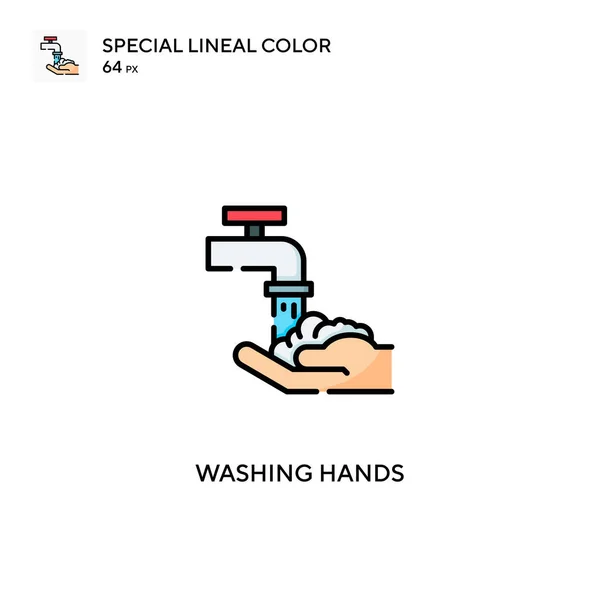 Washing Hands Specjalna Ikona Kolor Linii Washing Hands Ikony Dla — Wektor stockowy