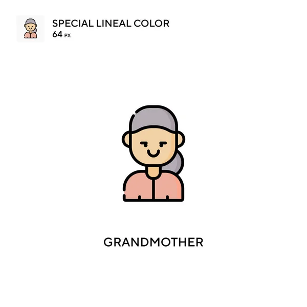 Grootmoeder Special Lineal Color Icon Grandmother Pictogrammen Voor Business Project — Stockvector