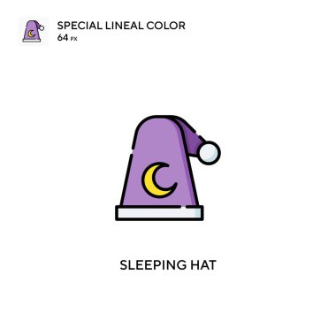 Uyuyan şapka İş projeniz için özel doğrusal renk simgesi.