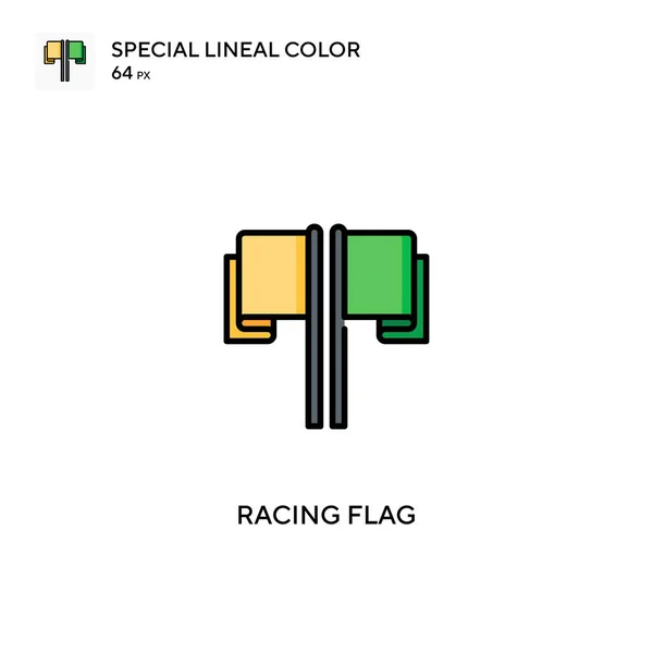 Bandeira Corrida Ícones Bandeira Cor Linear Especial Icon Racing Para — Vetor de Stock