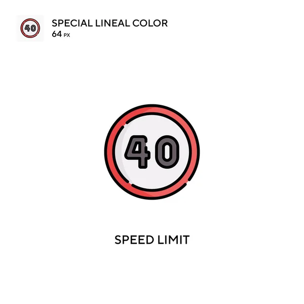 Límite Velocidad Icono Color Lineal Especial Iconos Límite Velocidad Para — Vector de stock