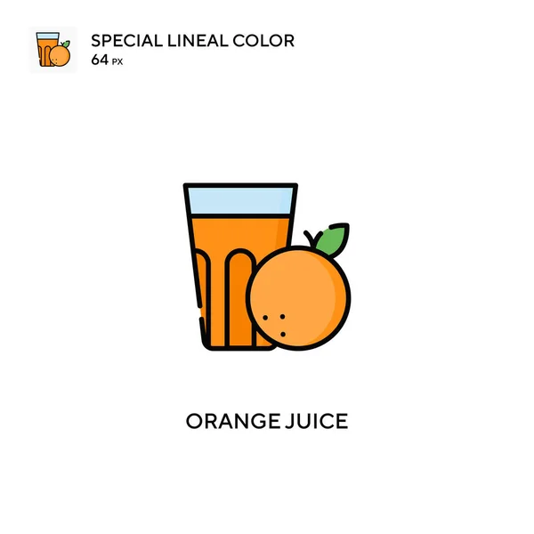 Jus Orange Icônes Spéciales Couleur Linéaire Icônes Jus Orange Pour — Image vectorielle