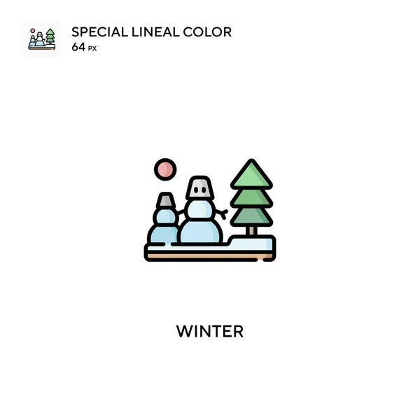 Inverno Ícones Cores Lineares Especiais Icon Winter Para Seu Projeto — Vetor de Stock