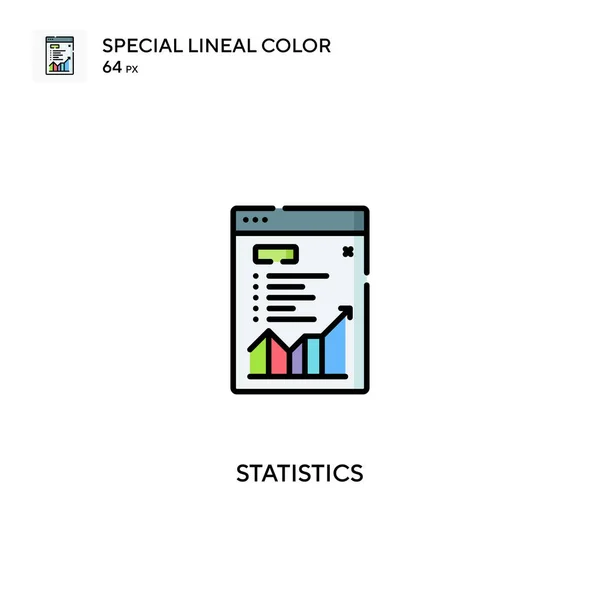 Statistica Icone Colori Lineari Speciali Icone Statistiche Tuo Progetto Aziendale — Vettoriale Stock