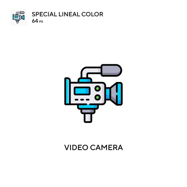 Βίντεο Κάμερα Ειδική Lineal Εικονίδια Έγχρωμη Εικόνα Βίντεο Εικονίδια Κάμερα — Διανυσματικό Αρχείο