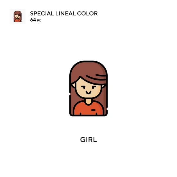 Girl Special Lineal Color Icon Girl Icons Your Business Project — Stock Vector