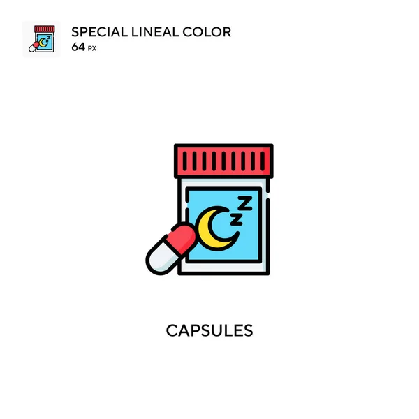 Cápsulas Icono Color Lineal Especial Cápsulas Iconos Para Proyecto Empresarial — Vector de stock