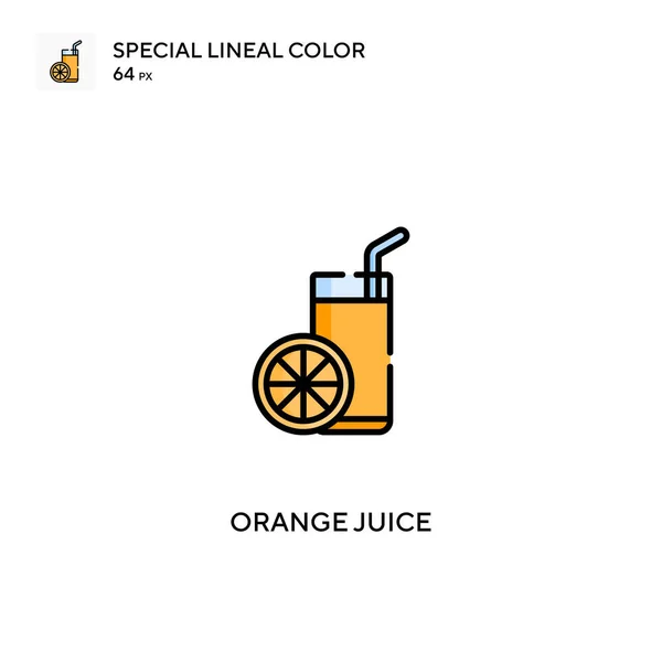 Sumo Laranja Ícones Lineares Especiais Cor Icon Orange Suco Para — Vetor de Stock