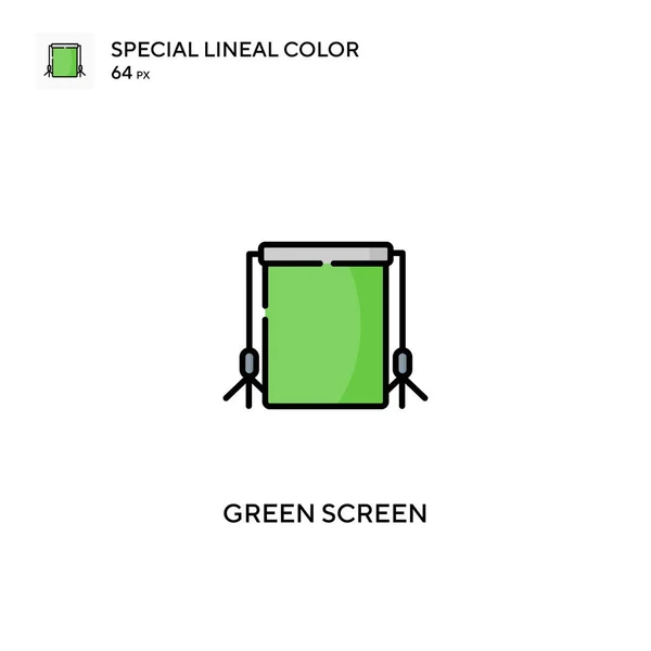 Tela Verde Ícones Tela Lineares Especiais Icon Green Cor Para —  Vetores de Stock