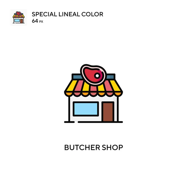 Slagerij Speciale Lineal Color Icon Butcher Shop Iconen Voor Bedrijf — Stockvector