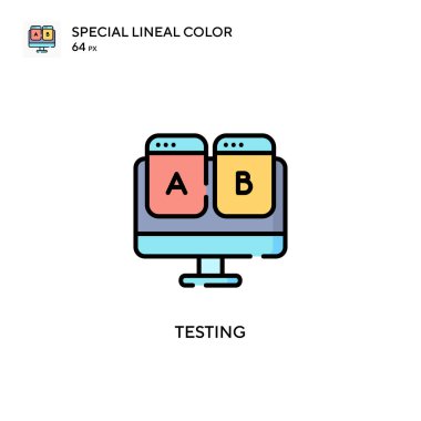 Soecial lineal renk vektör simgesi test ediliyor. Web mobil UI ögesi için resimleme sembolü tasarım şablonu.