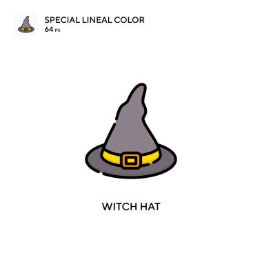 Cadı şapkası soecial çizgisel renk vektör simgesi. Web mobil UI ögesi için resimleme sembolü tasarım şablonu.