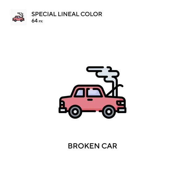 Broken Car Soecial Lineal Color Vector Icon Illustration Symbol Design — Stock Vector