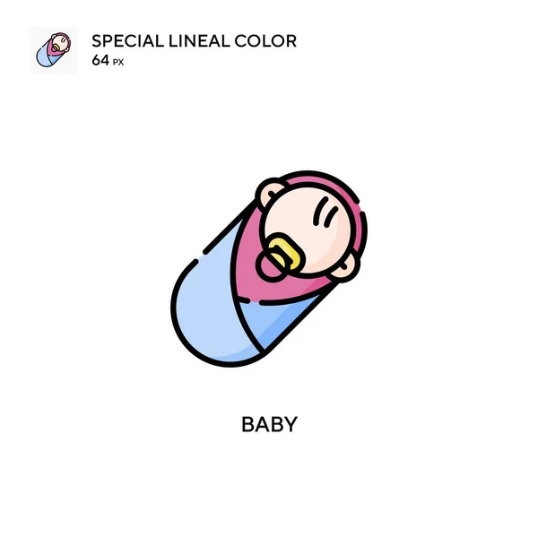 Bébé Soecial Lineal Couleur Vecteur Icône Modèle Conception Symbole Illustration — Image vectorielle