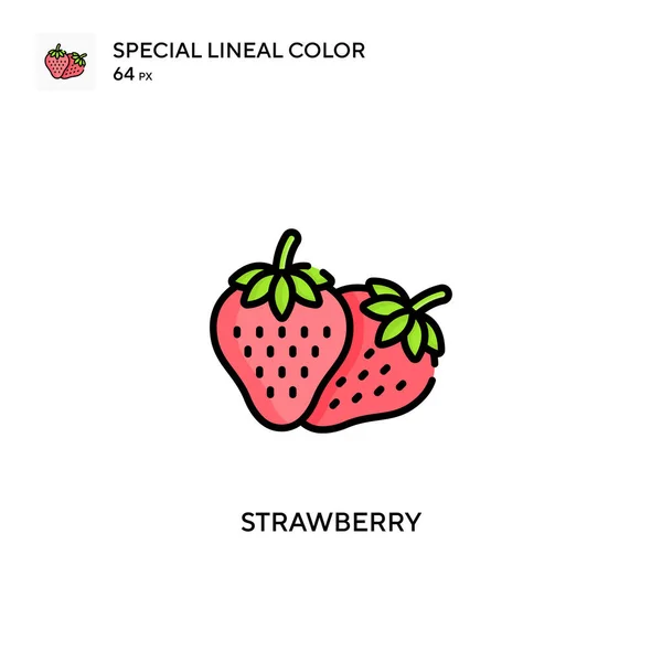 Aardbeien Soecial Lineal Kleur Vector Pictogram Illustratie Symbool Ontwerp Sjabloon — Stockvector