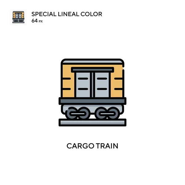 货运列车线形彩色矢量图标 Web移动Ui元素的说明性符号设计模板 — 图库矢量图片