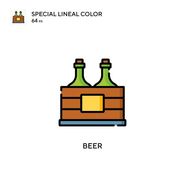 啤酒的线形彩色矢量图标 Web移动Ui元素的说明性符号设计模板 — 图库矢量图片