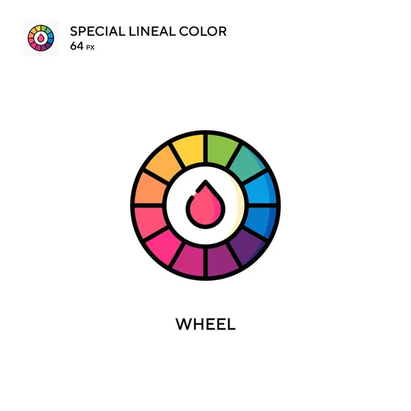 ホイールのシリアル線形カラーベクトルアイコン WebモバイルUi要素のイラストシンボルデザインテンプレート — ストックベクタ
