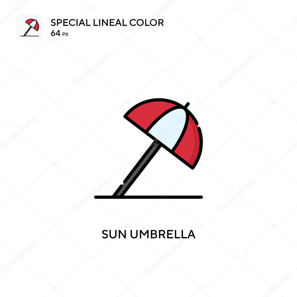 Sun umbrella soecial lineal color vector icon. Illustration symbol design template for web mobile UI element.