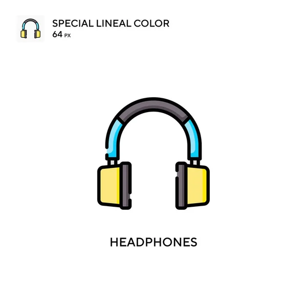 Auriculares Soecial Icono Vector Color Lineal Plantilla Diseño Símbolo Ilustración — Vector de stock