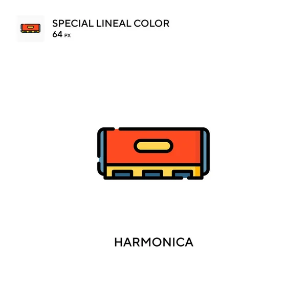Harmonica Soecial Linjal Färg Vektor Ikon Illustration Symbol Design Mall — Stock vektor
