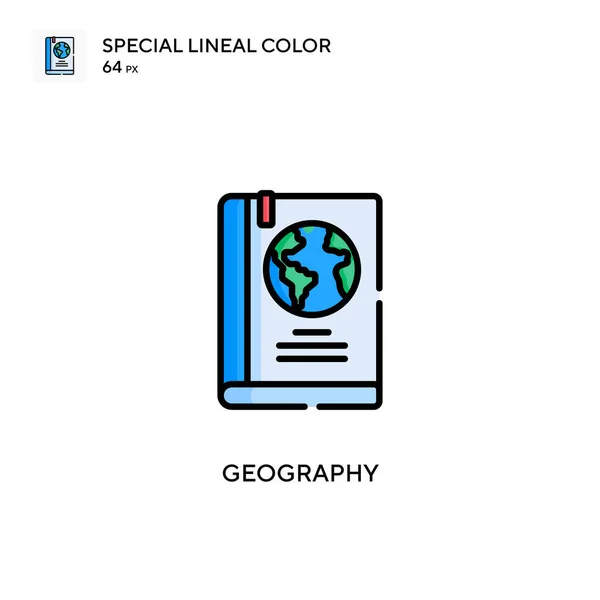 Géographie Icône Vectorielle Couleur Linéaire Unique Modèle Conception Symbole Illustration — Image vectorielle